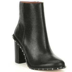 Gianni Bini Zanderson Ankle Boots Women 11 Black Leather Stud Zipper Block Heel